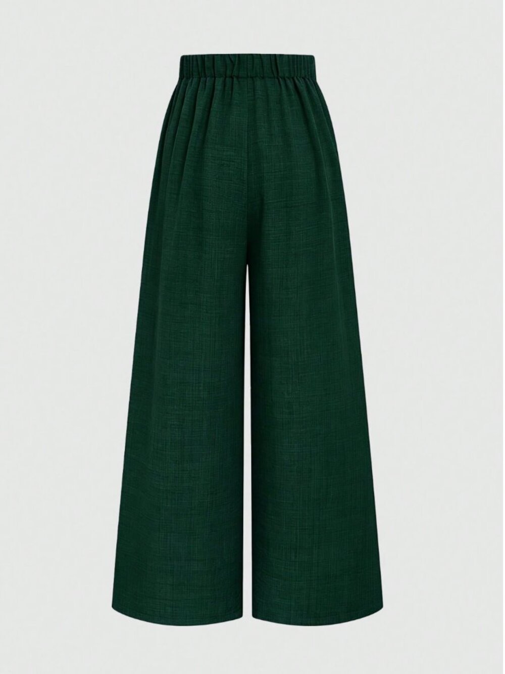 High Waisted Yoke Pleated Wide Leg Palazzo Pants Green - Picture 9 of 12